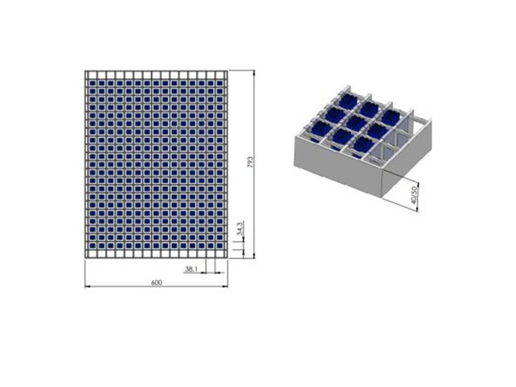 Oceľový extra odolný čistiaci kefový pozinkovaný podlahový rošt pre vysokozdvižné vozíky FLOMA Standard - 60 x 79,3 x 4 cm