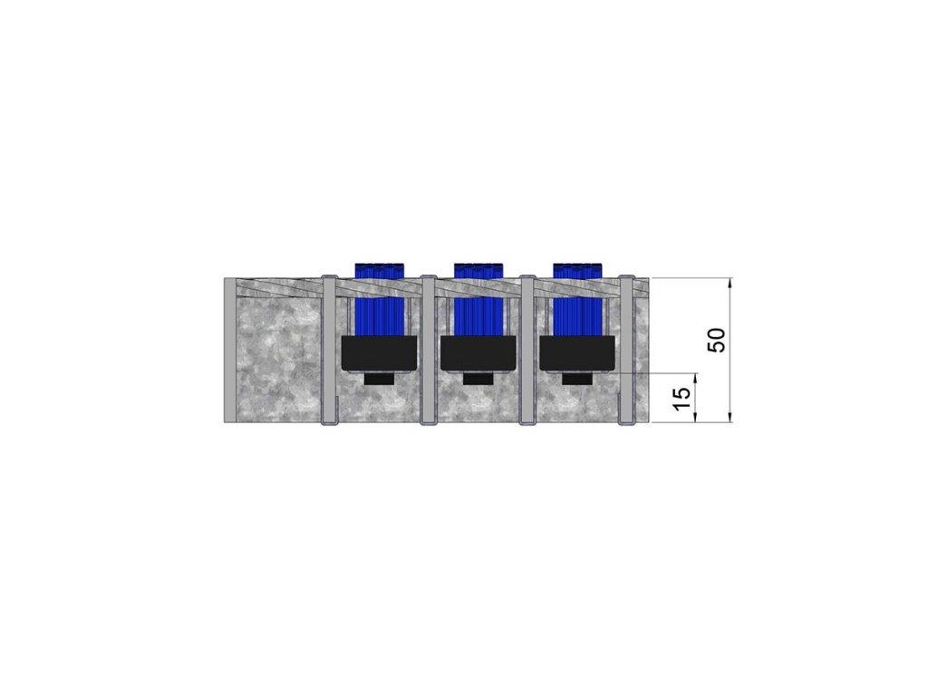 Oceľový extra odolný čistiaci kefový pozinkovaný podlahový rošt pre vysokozdvižné vozíky FLOMA Standard - 60 x 79,3 x 5 cm