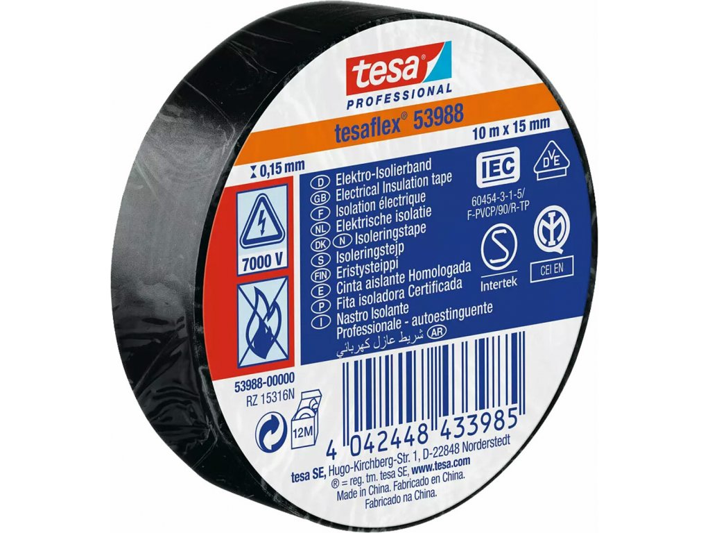 Páska 53988 elektroizolačná čierna 15mm x 10m, Tesa