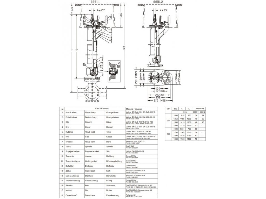 Podzemný hydrant 8851 DN100