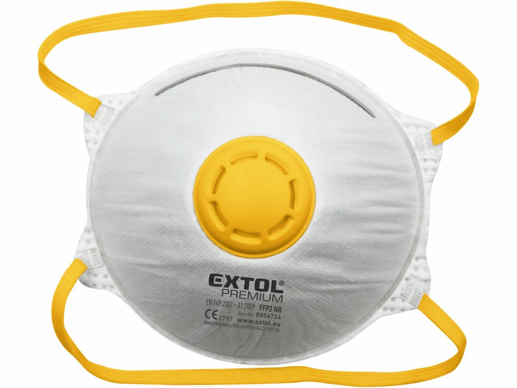 Respirátory FFP2 5ks, s výdychovým ventilom, tvarované, EXTOL PREMIUM