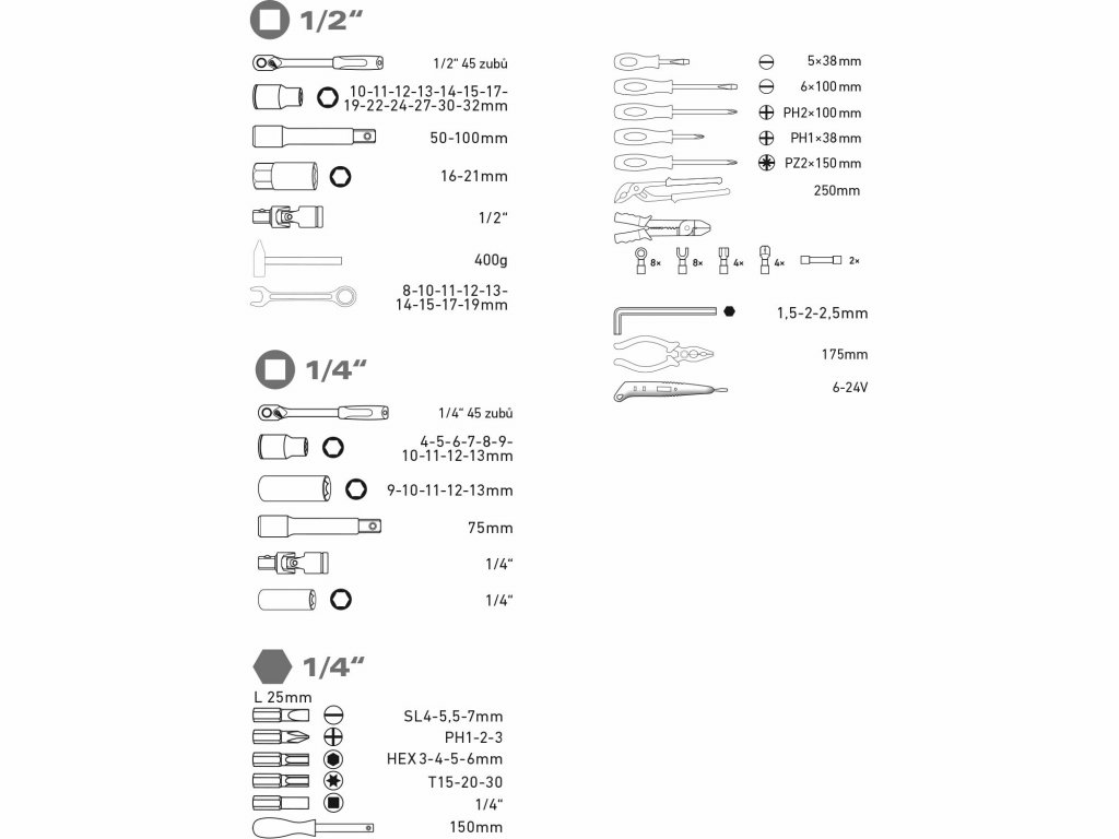 Sada náradia, 100-dielna, CrV, EXTOL PREMIUM