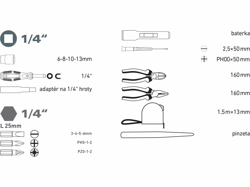 Sada náradia, 23-dielna sada, vyšívané textilné puzdro EXTOL LADY