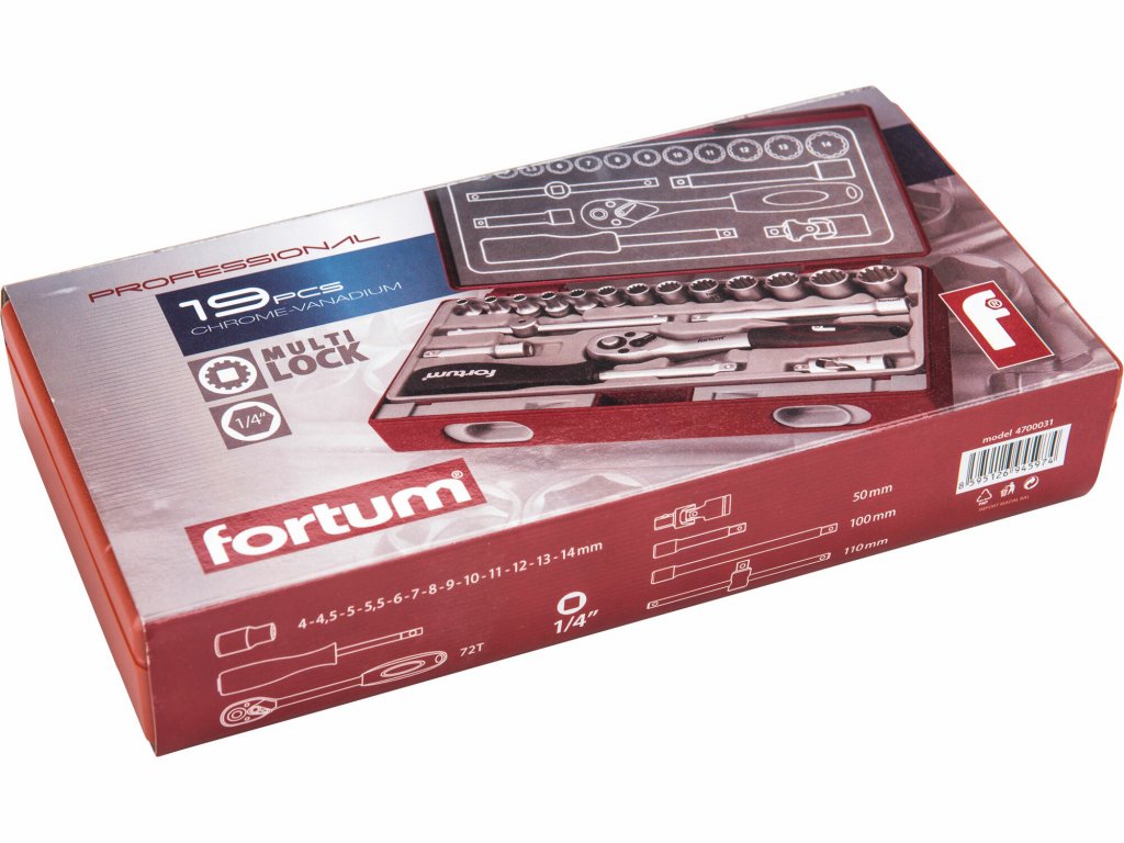 Sada nástrčných kľúčov Multi-lock, 19-dielna, FORTUM