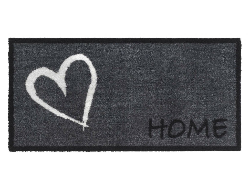 Šedá vnútorná čistiaca prateľná vstupná rohož FLOMA Home Heart - 40 x 80 x 0,8 cm