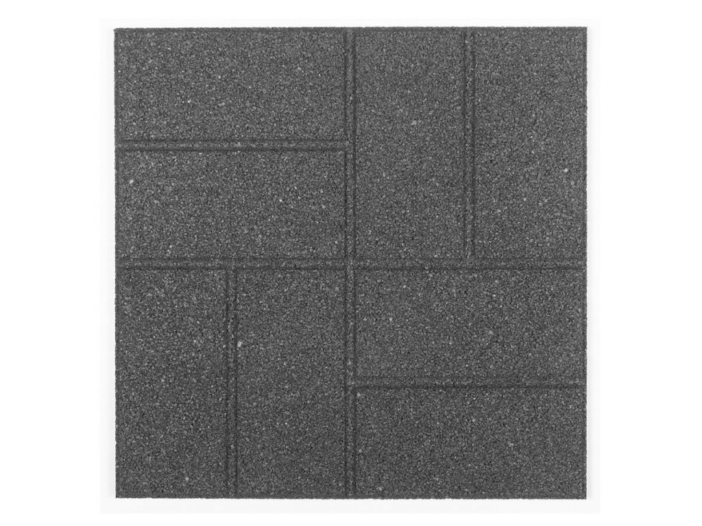 Sivá gumová terasová dlažba FLOMA Cobblestone - 40,5 x 40,5 x 1,5 cm