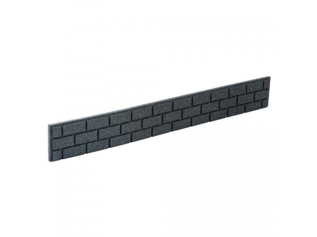 Sivý gumový záhradný obrubník FLOMA Bricks - 120 x 2 x 15 cm