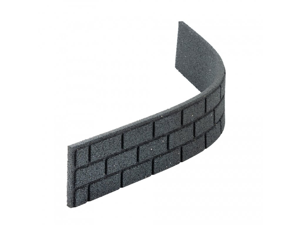 Sivý gumový záhradný obrubník FLOMA Bricks - 120 x 2 x 15 cm