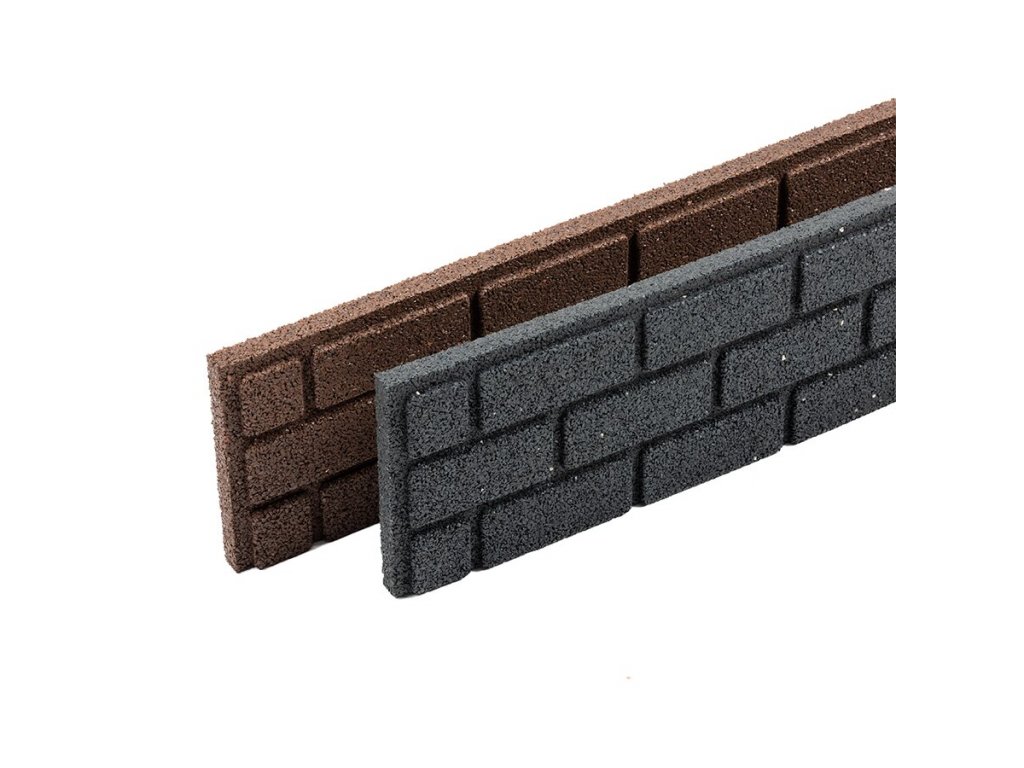 Sivý gumový záhradný obrubník FLOMA Bricks - 120 x 2 x 15 cm