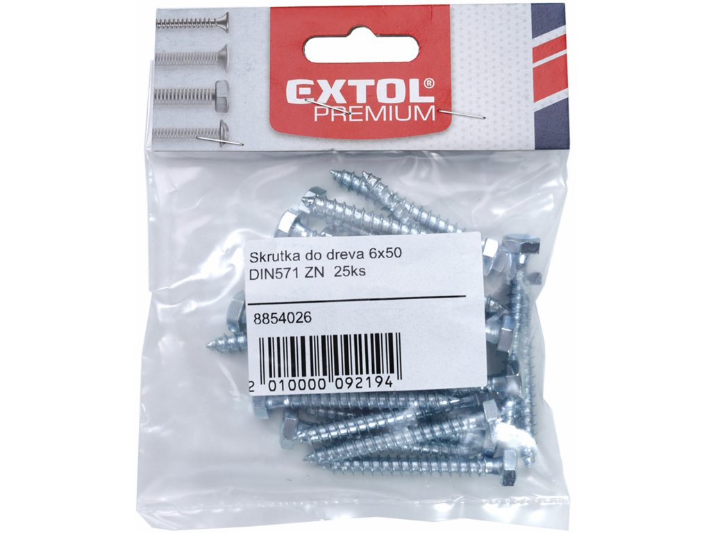 Skrutka do dreva DIN571 ZN, 10ks, 8x50, EXTOL PREMIUM