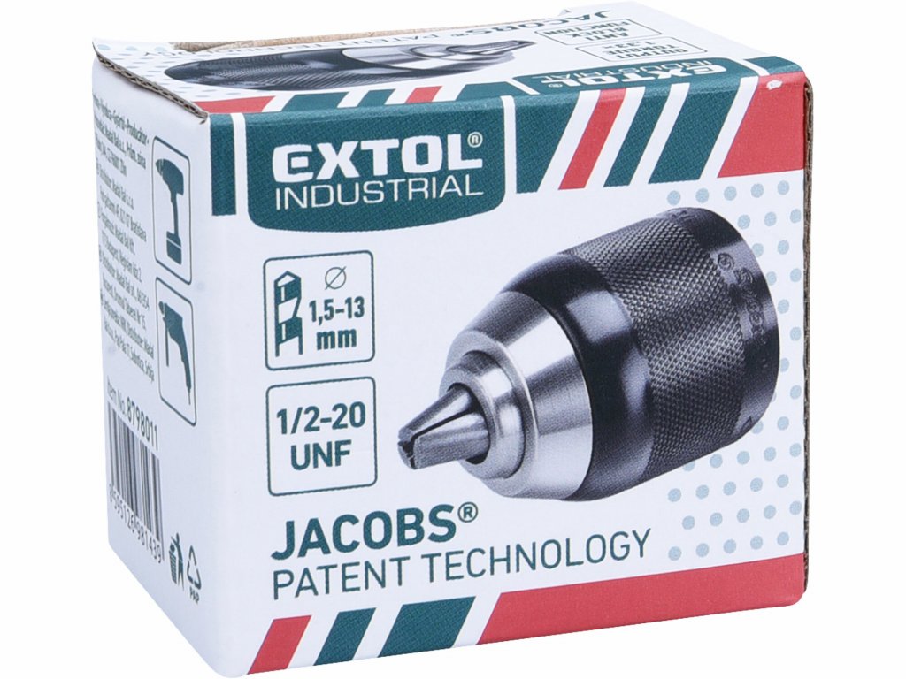 Skľučovadlo rýchloupínacie Jacobs, 2-13mm, 1/2"-20UNF, celokovové, EXTOL INDUSTRIAL