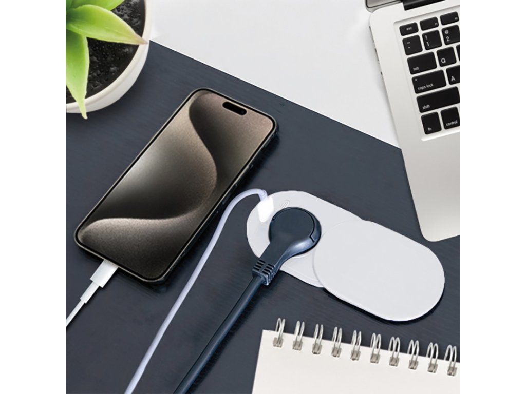 Solight 1z + USB A+C 20W PD vstavaná zásuvka s posuvným viečkom, 2m, matná biela
