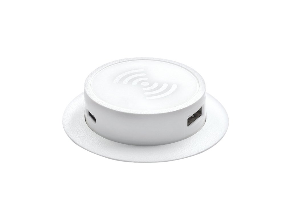Solight bezdrôtová 15W + USB A+C 20W PD výsuvná nabíjačka, biela