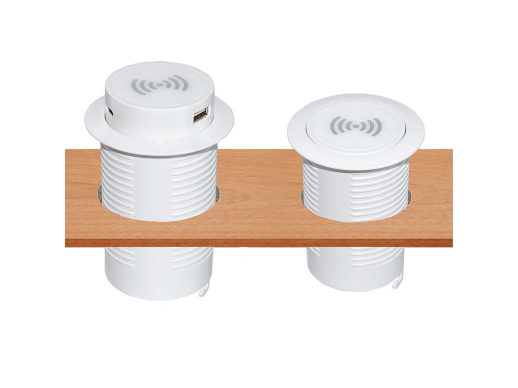 Solight bezdrôtová 15W + USB A+C 20W PD výsuvná nabíjačka, biela