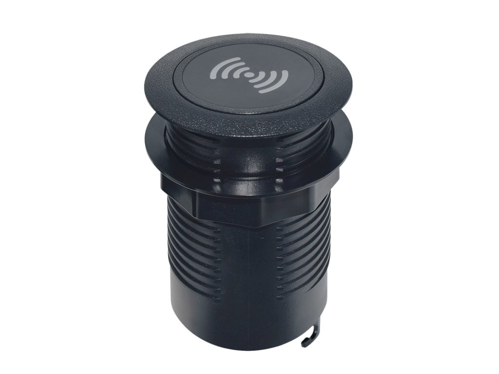 Solight bezdrôtová 15W + USB A+C 20W PD výsuvná nabíjačka, čierna