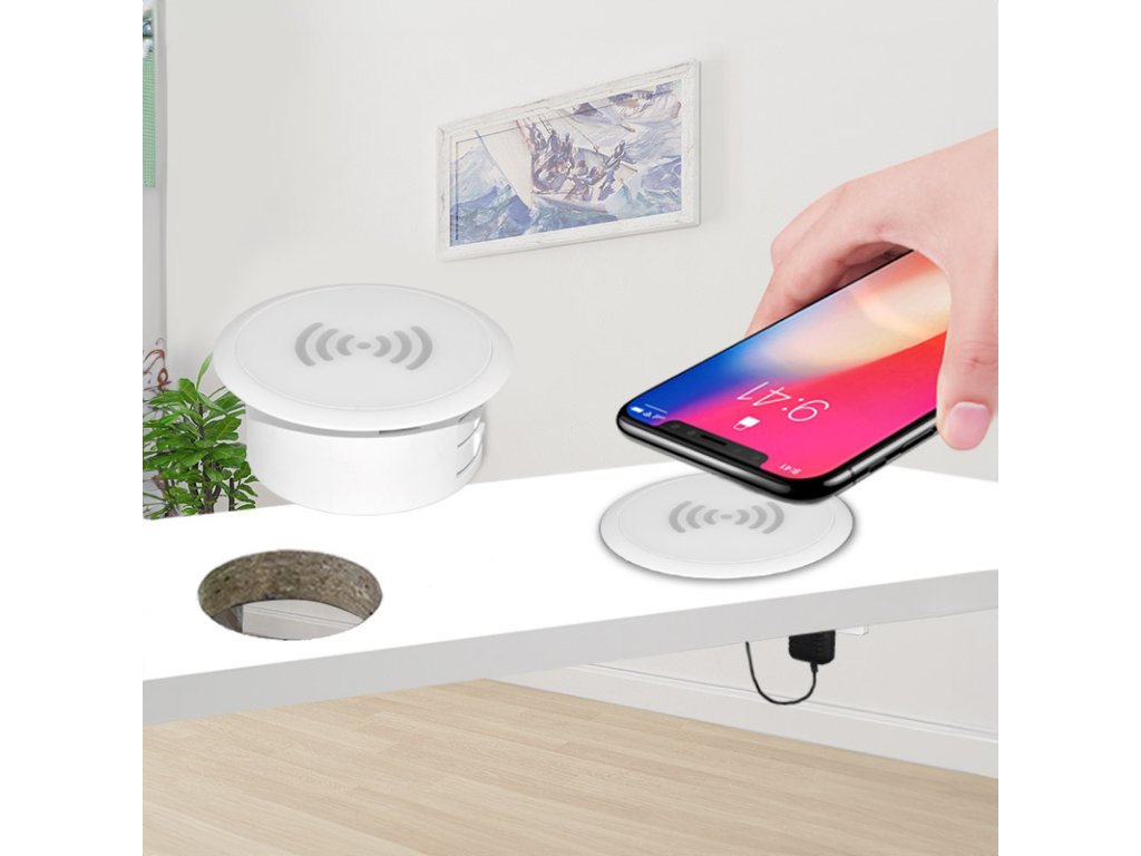 Solight bezdrôtová 15W vstavaná nabíjačka, biela