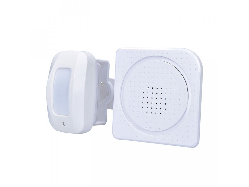 Solight Bezdrôtový hlásič pohybu/gong, externé PIR čidlo, napájanie batériami, biely