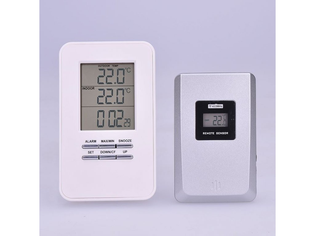 Solight bezdrôtový teplomer, teplota, čas, budík, biely