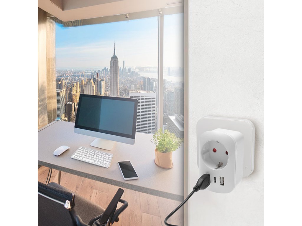 Solight cestovný adaptér s USB do Spojených štátov, typ B