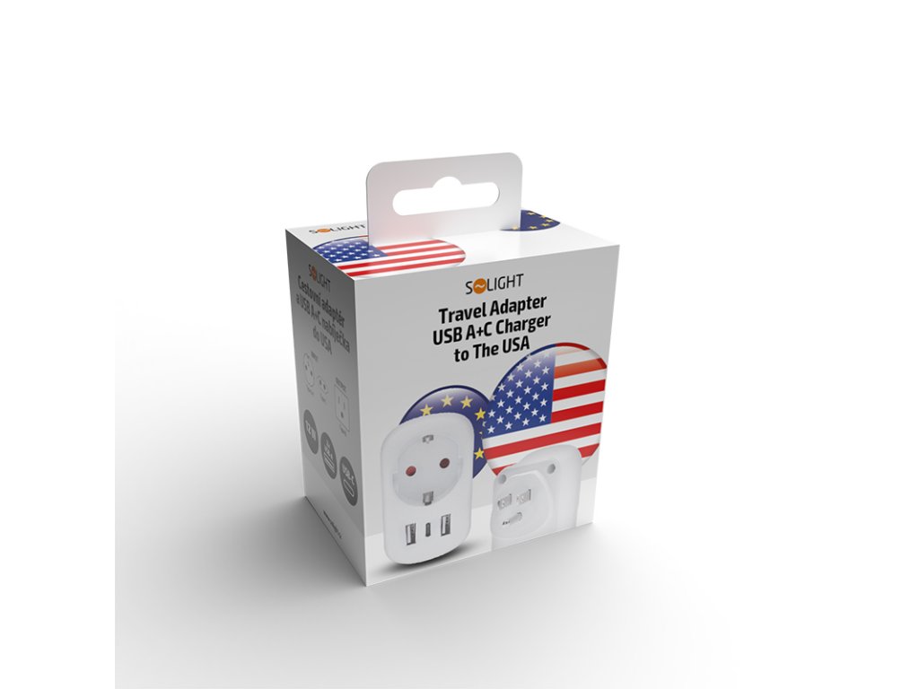 Solight cestovný adaptér s USB do Spojených štátov, typ B