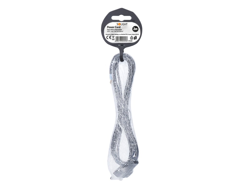 Solight flexo šnúra, 2m, 2 x 0,50mm2, čierna