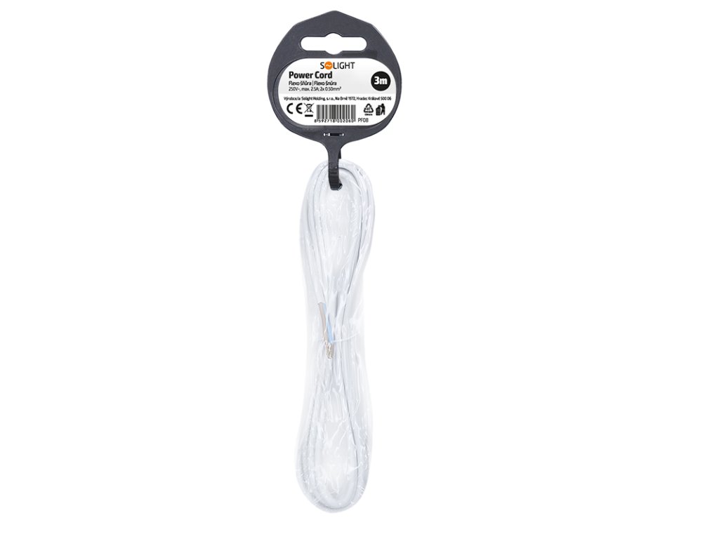Solight flexo šnúra, 3m, 2 x 0,50mm2, biela