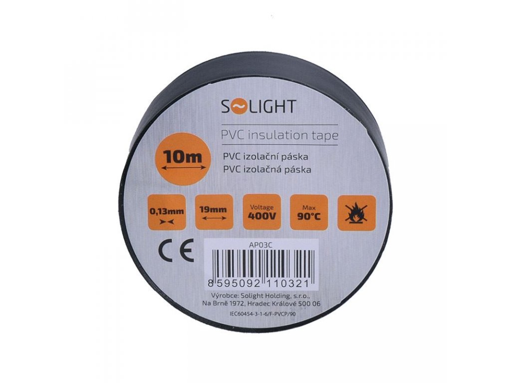 Solight izolačná páska, 19mm x 0,13mm x 10m, čierna