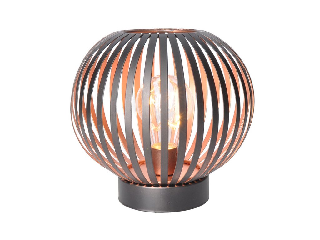 Solight kovový okrúhly lampáš so žiarovkou s micro LED, teplá biela, medená, 3xAA, 19cm