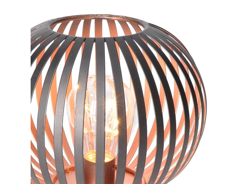 Solight kovový okrúhly lampáš so žiarovkou s micro LED, teplá biela, medená, 3xAA, 19cm