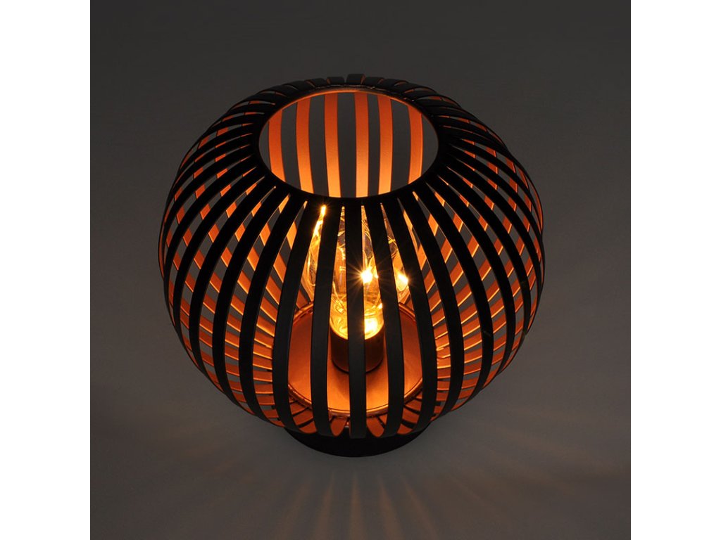 Solight kovový okrúhly lampáš so žiarovkou s micro LED, teplá biela, medená, 3xAA, 19cm