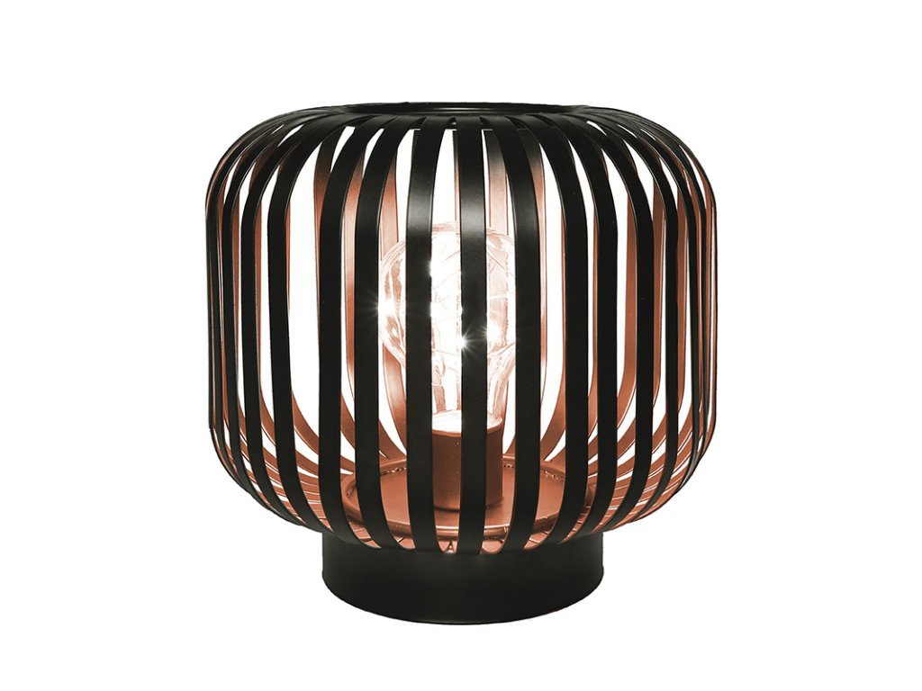 Solight kovový oválny lampáš so žiarovkou s micro LED, teplá biela, medená, 3xAA, 18cm