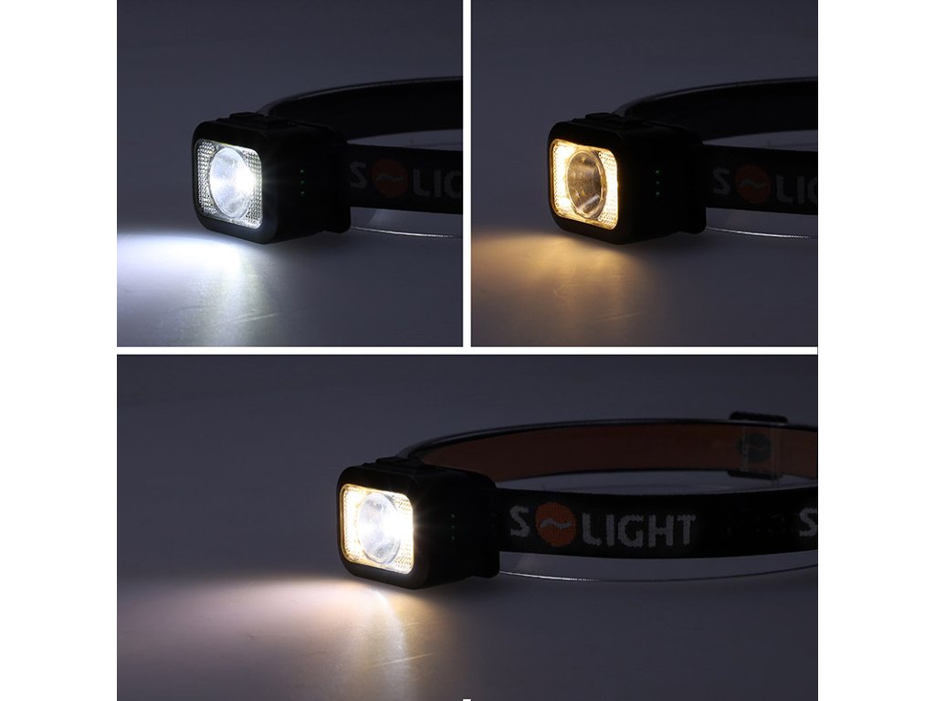 Solight LED čelové nabíjacia svietidlo, 170lm, teplé+studené svetlo, Li-Ion