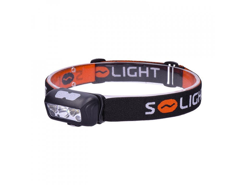 Solight LED čelové nabíjacie svietidlo, 150 + 100lm, biele a červené svetlo, Li-Ion