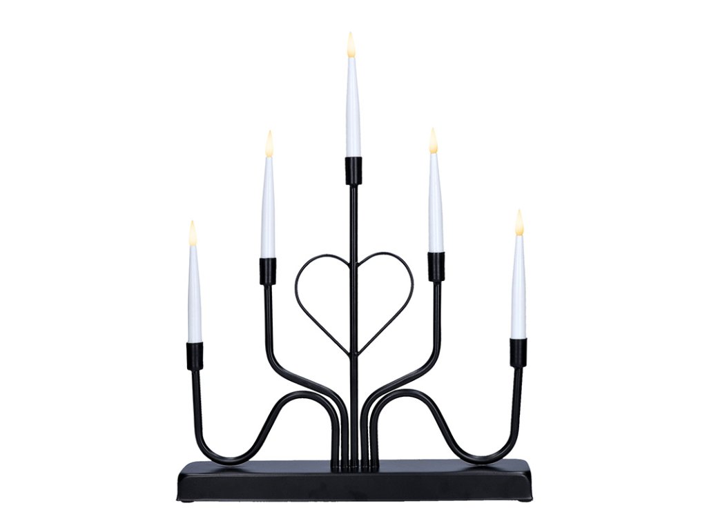 Solight LED kovový svietnik, 5x LED, čierny, 40cm