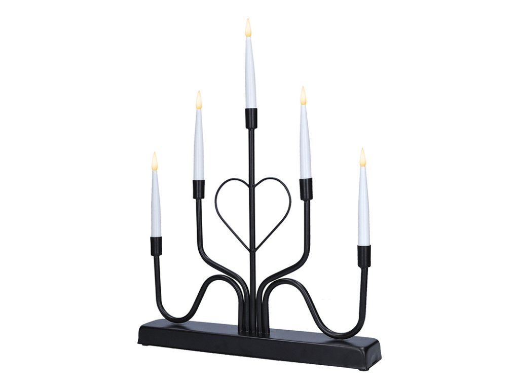 Solight LED kovový svietnik, 5x LED, čierny, 40cm