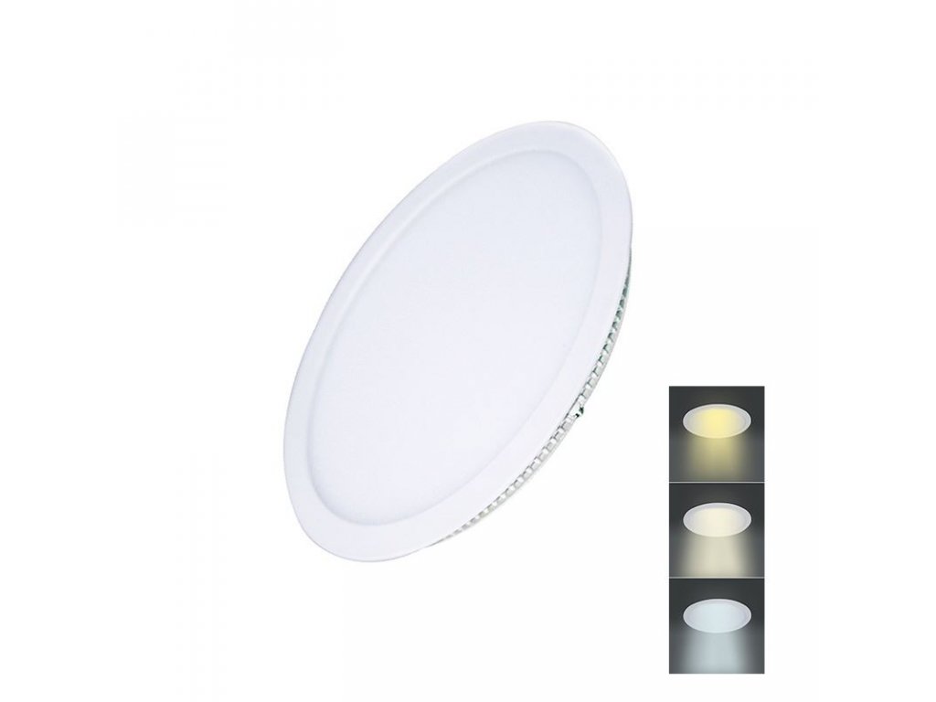 Solight LED mini panel CCT, podhľadový, 12W, 900lm, 3000K, 4000K, 6000K, okrúhly