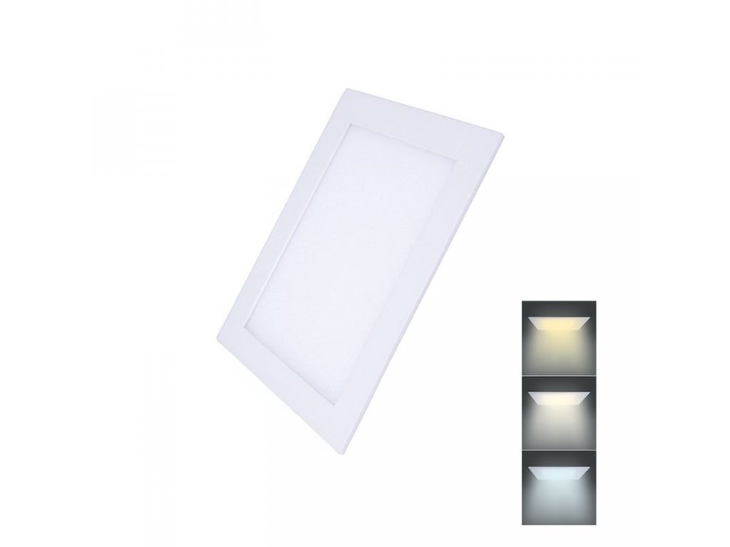 Solight LED mini panel CCT, podhľadový, 12W, 900lm, 3000K, 4000K, 6000K, štvorcový