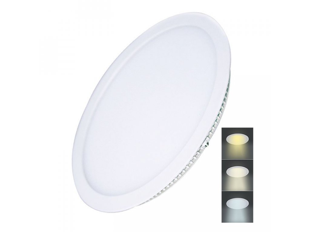 Solight LED mini panel CCT, podhľadový, 24W, 1800lm, 3000K, 4000K, 6000K, okrúhly