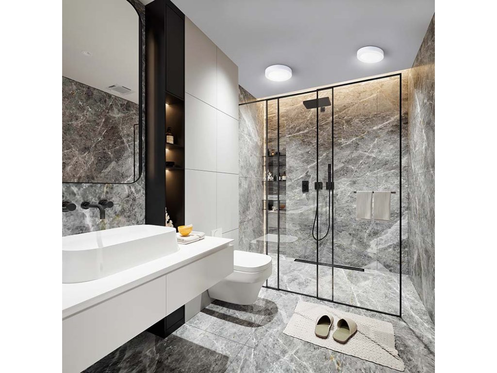 Solight LED mini panel kúpeľňový 2v1, 3CCT, podhľadový / prisadený, 24W, 2040lm, IP54, biela, okrúhly