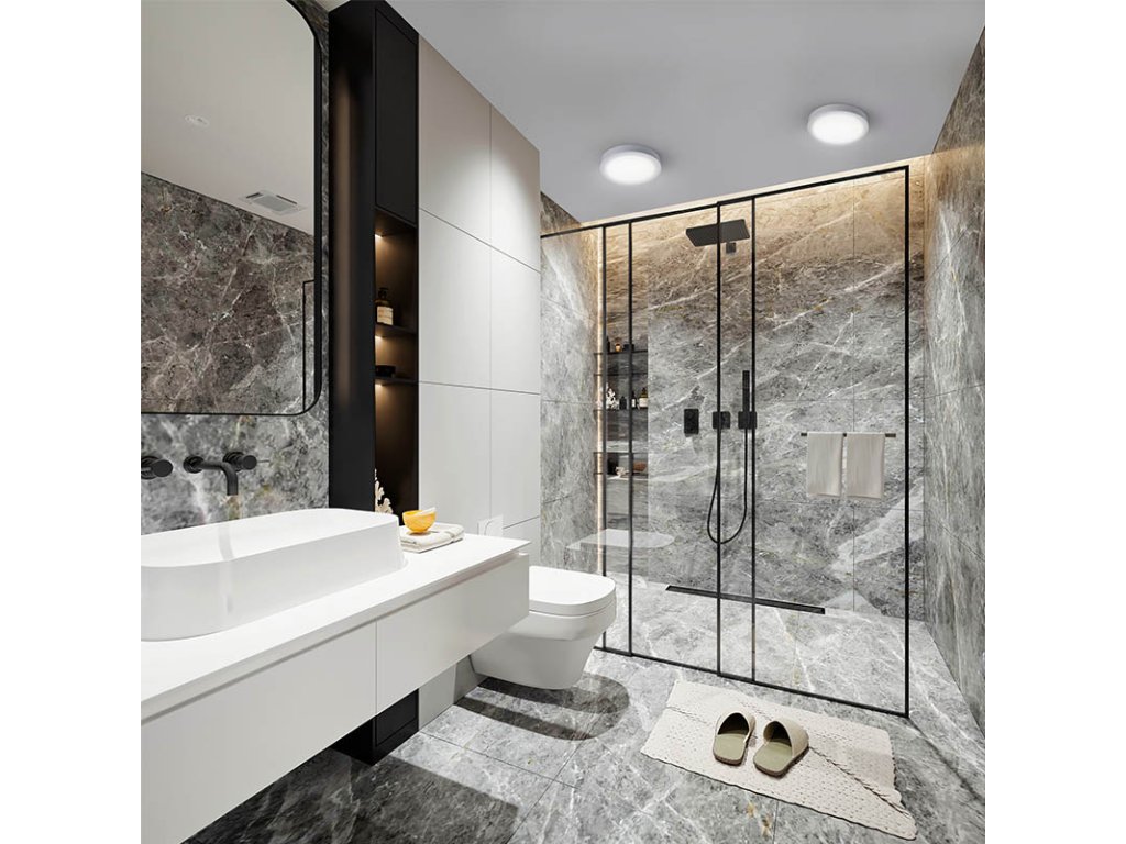 Solight LED mini panel kúpeľňový 2v1, 3CCT, podhľadový / prisadený, 24W, 2040lm, IP54, strieborna, okrúhly