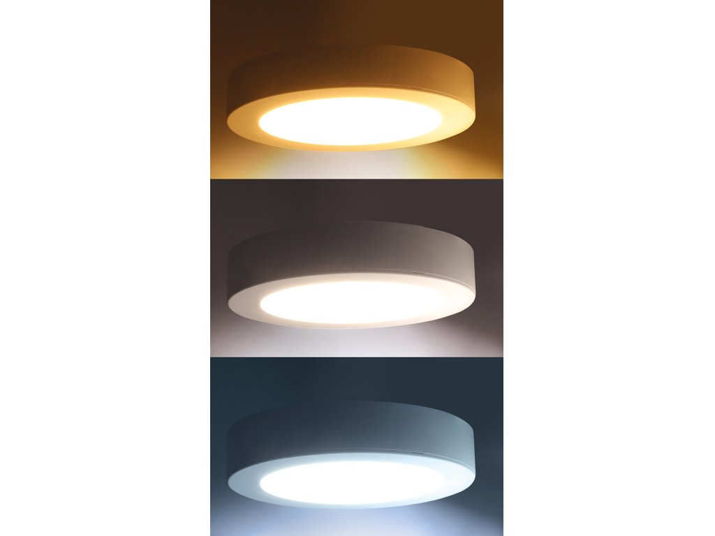 Solight LED mini panel kúpeľňový 2v1, 3CCT, podhľadový / prisadený, 24W, 2040lm, IP54, strieborna, okrúhly