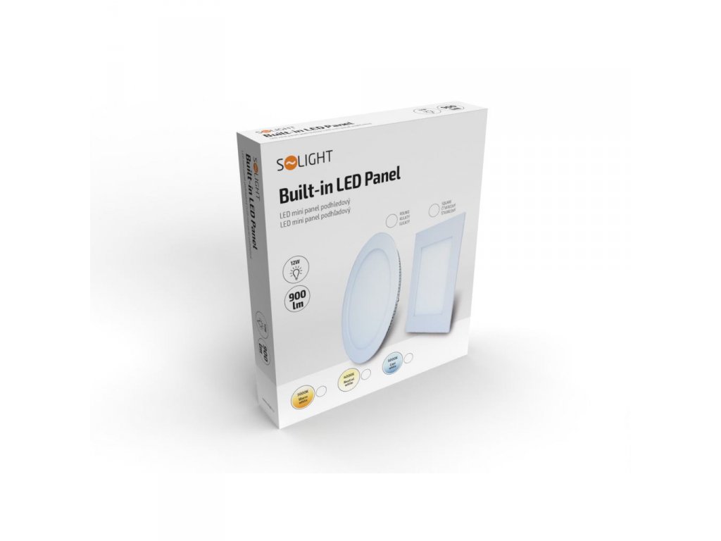 Solight LED mini panel, podhľadový, 12W, 900lm, 3000K, tenký, okrúhly, biely