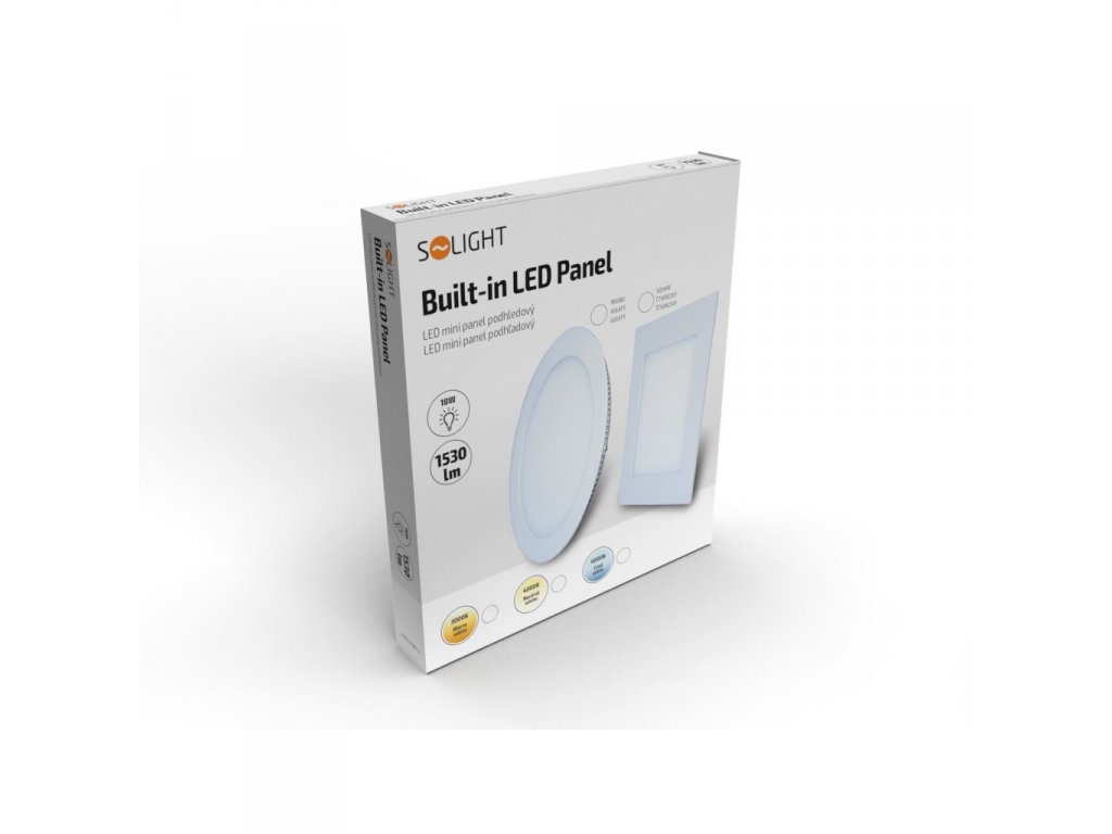 Solight LED mini panel, podhľadový, 18W, 1530lm, 4000K, tenký, štvorcový, biely