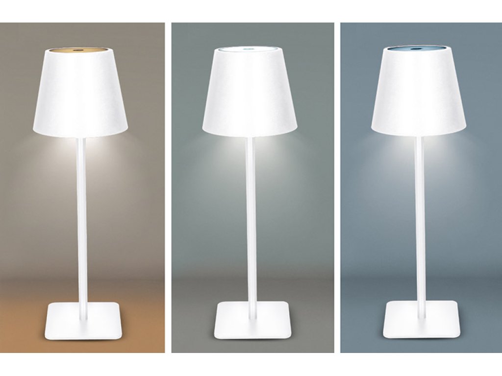 Solight LED nabíjacia lampička Lucca, 120lm, zmena CCT, stmievanie, biela