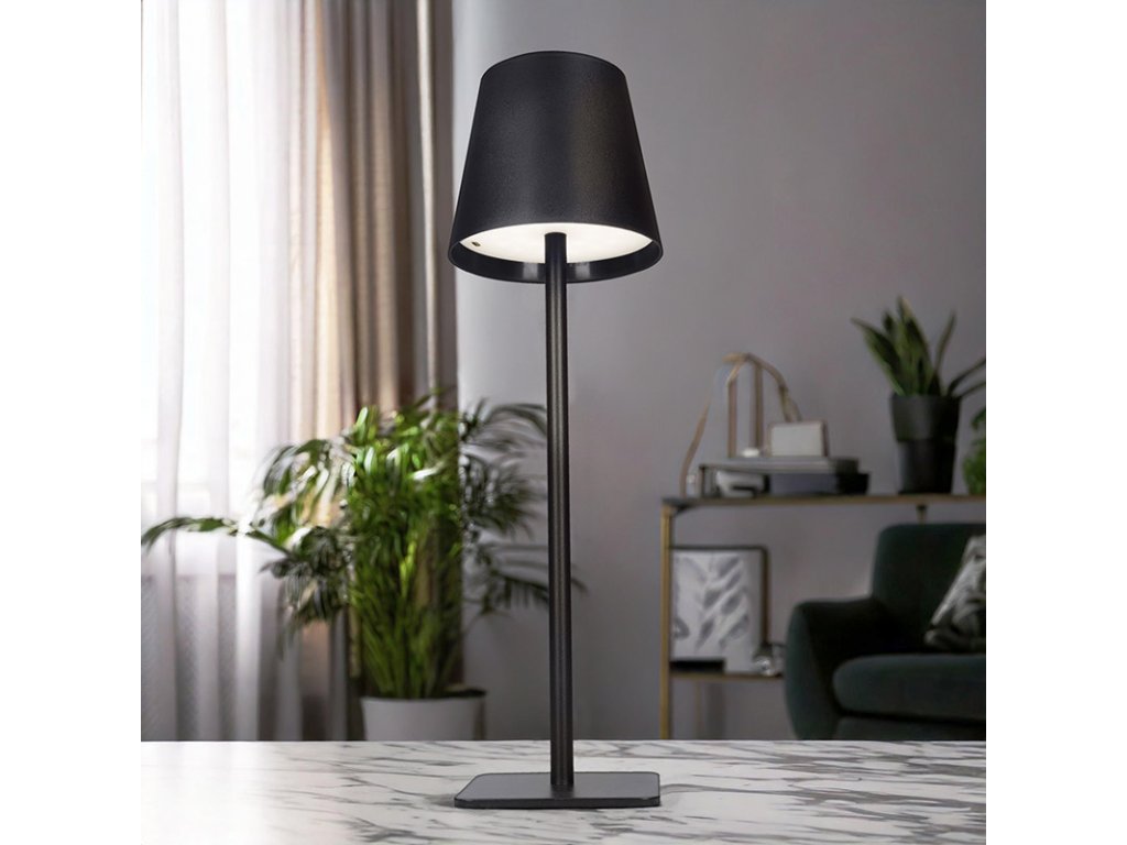 Solight LED nabíjacia lampička Lucca, 120lm, zmena CCT, stmievanie, čierna