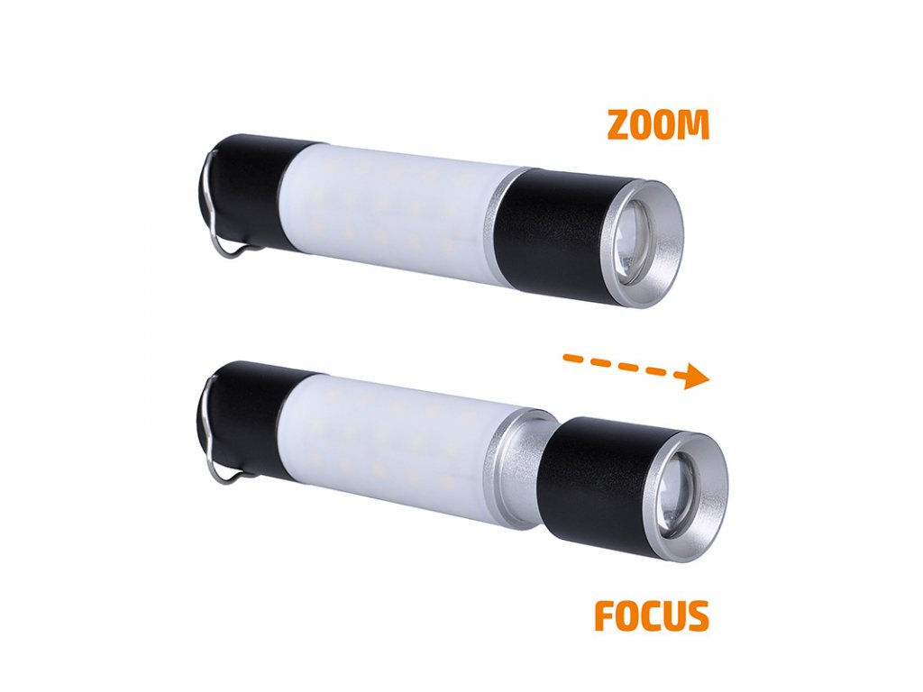 Solight LED nabíjacie ručné svietidlo s kampingovou lucernou, 250lm, power bank, Li-Ion