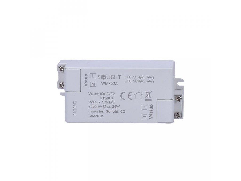 Solight LED napájací zdroj, 230V - 12V, 2A, 24W, IP20