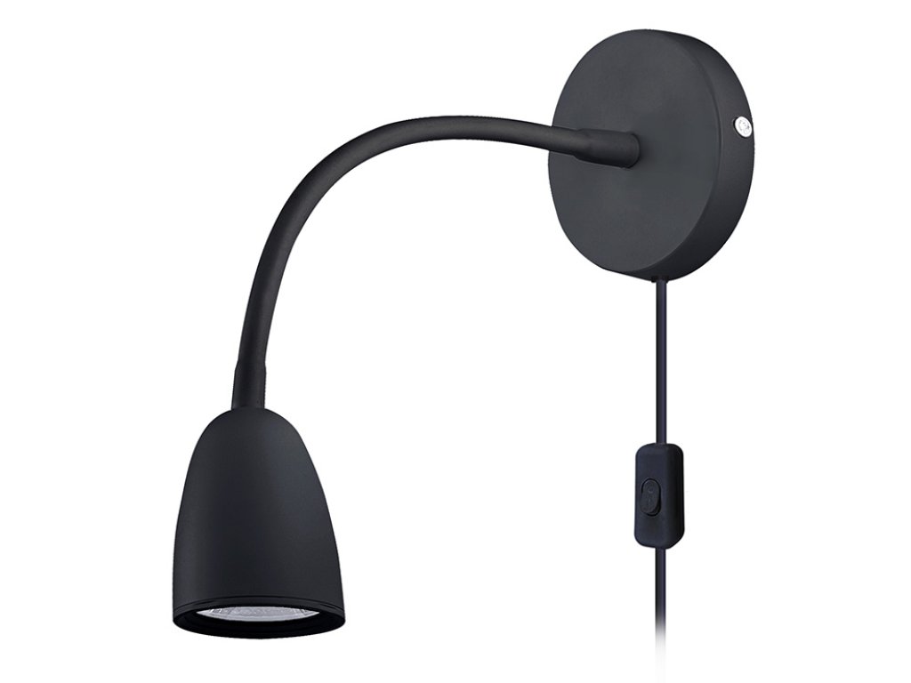Solight LED nástenná lampička, stmievateľná, 4W, 280lm, 3000K, čierna