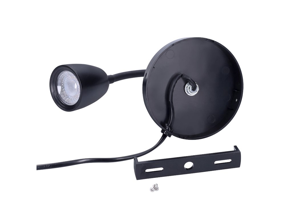 Solight LED nástenná lampička, stmievateľná, 4W, 280lm, 3000K, čierna