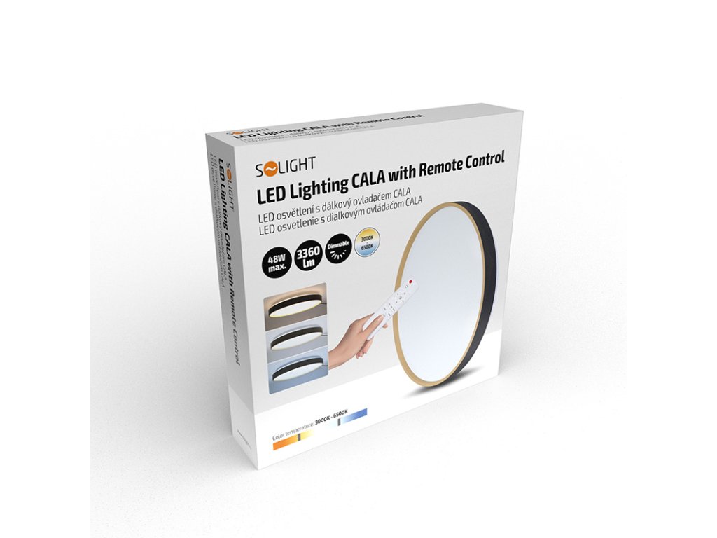 Solight LED osvětlení s dálkový ovladačem Cala, 48W, 3360lm, 38cm, změna chromatičnosti, stmívatelné